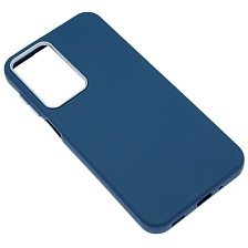 Чехол накладка для SAMSUNG Galaxy A16, силикон, пластик, текстура кожи, бархат, цвет темно синий