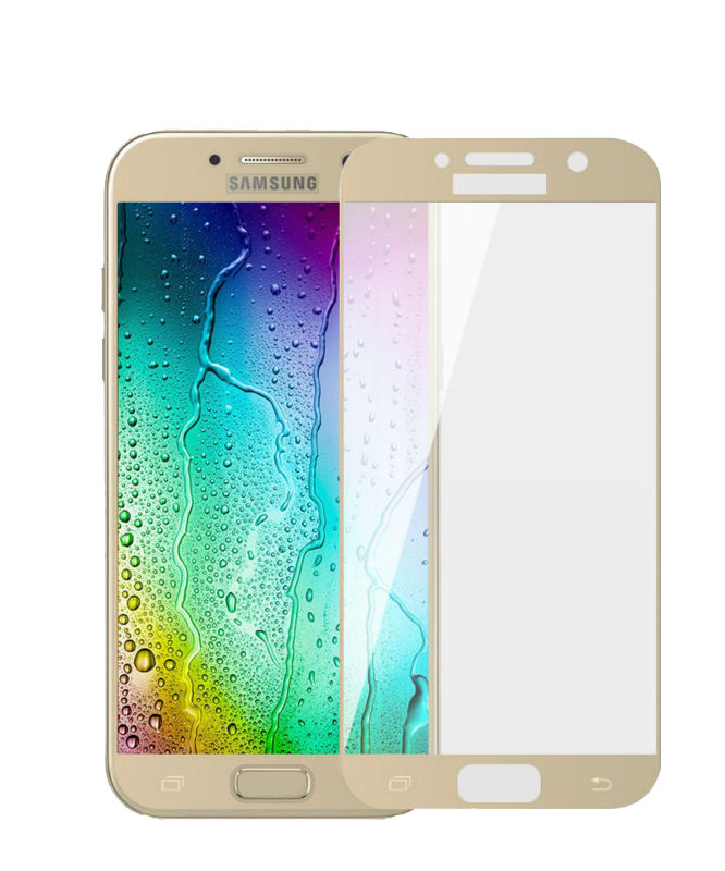 Стекло защитное "4D" для Samsung J2 Pro 2018 в техпаке, цвет золото.