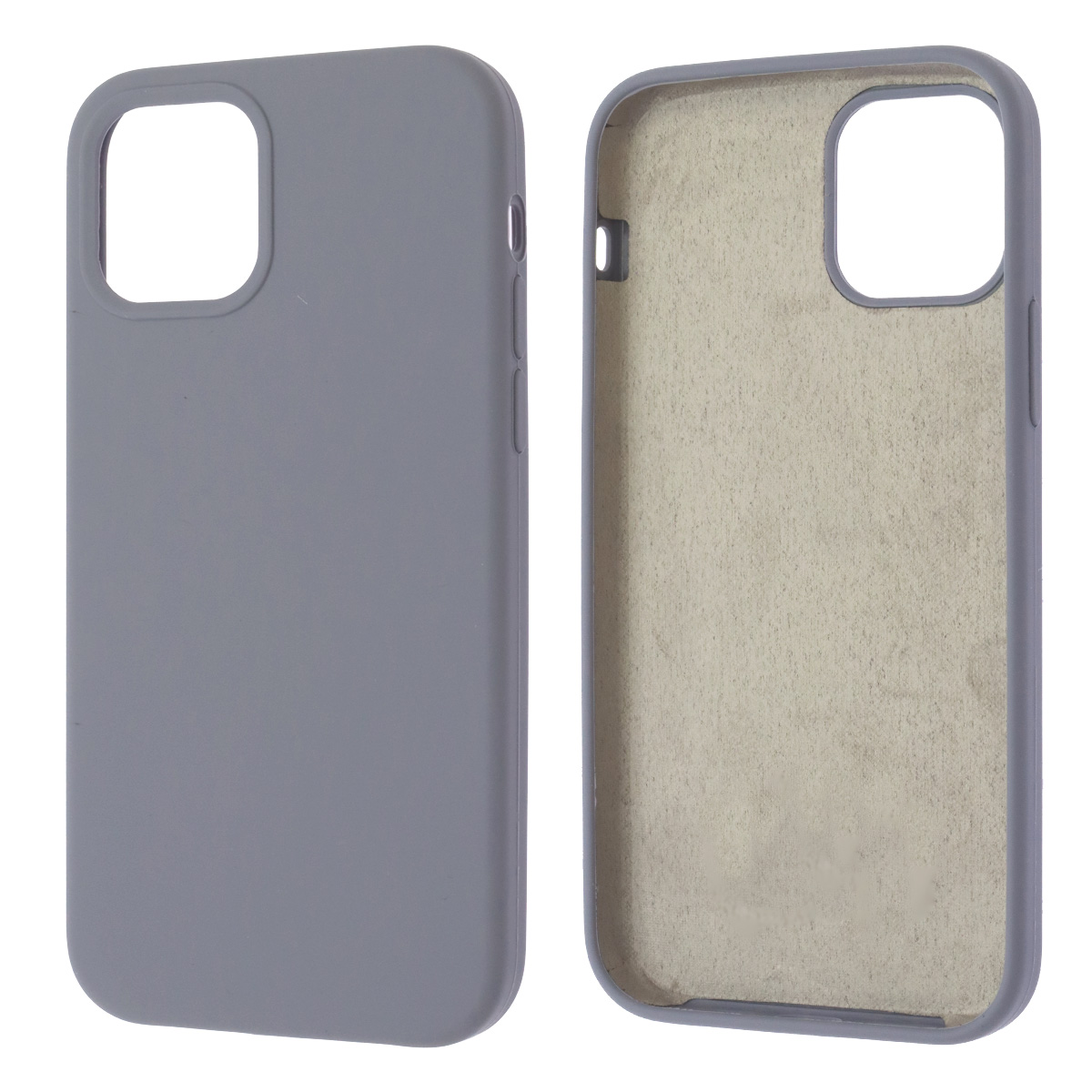 Чехол накладка Silicon Case для APPLE iPhone 12, iPhone 12 Pro, силикон, бархат, цвет серо сиреневый