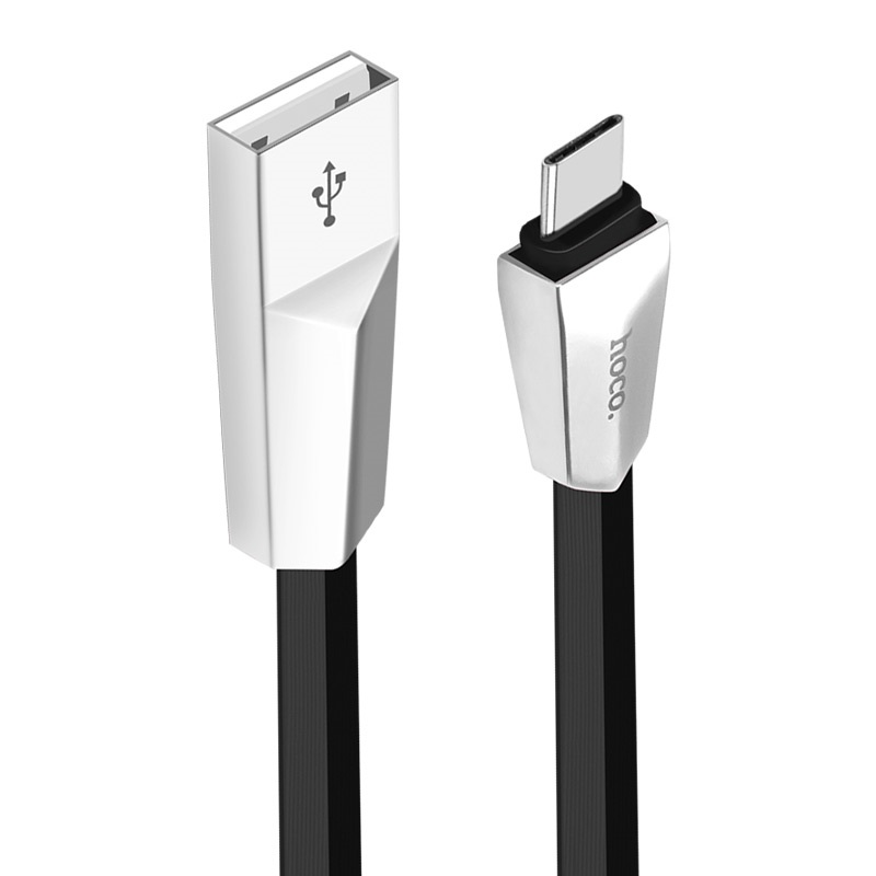 Кабель HOCO X4 Zinc Alloy Rhombus USB Type C, длина 1.2 метра, цвет черный