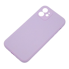 Чехол накладка для APPLE iPhone 12, силикон, бархат, цвет сиреневый