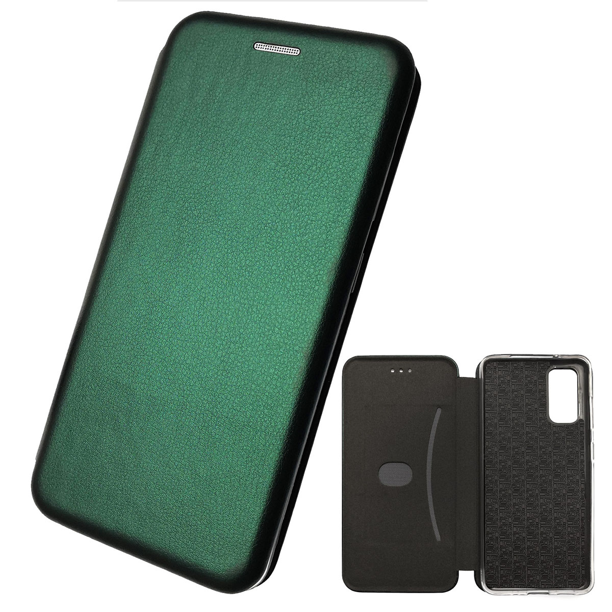 Чехол книжка STYLISH для SAMSUNG Galaxy S20 (SM-G980), экокожа, визитница, цвет темно зеленый