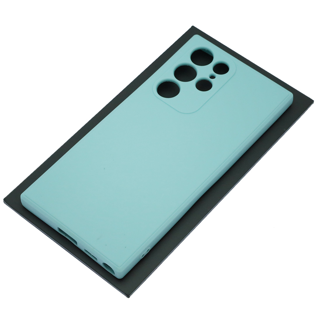 Чехол накладка для SAMSUNG Galaxy S22 Ultra, силикон, бархат, цвет светло голубой