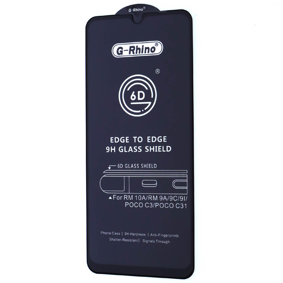 Защитное стекло 6D G-Rhino для XIAOMI Redmi 9A, Redmi 9C, Redmi 10A, Redmi A1, Redmi A1 Plus, Redmi A2, Redmi A2 Plus, цвет окантовки черный