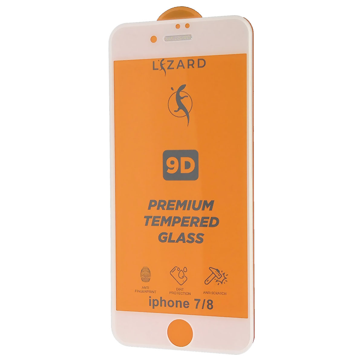 Защитное стекло 9D Lizard для APPLE iPhone 7, iPhone 8, с сеточкой на динамике, цвет белый.