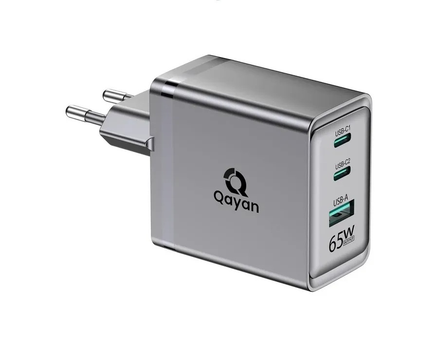 СЗУ (Сетевое зарядное устройство) QAYAN QHC-168, PD65W, 2 USB Type C, 1 USB, цвет черный