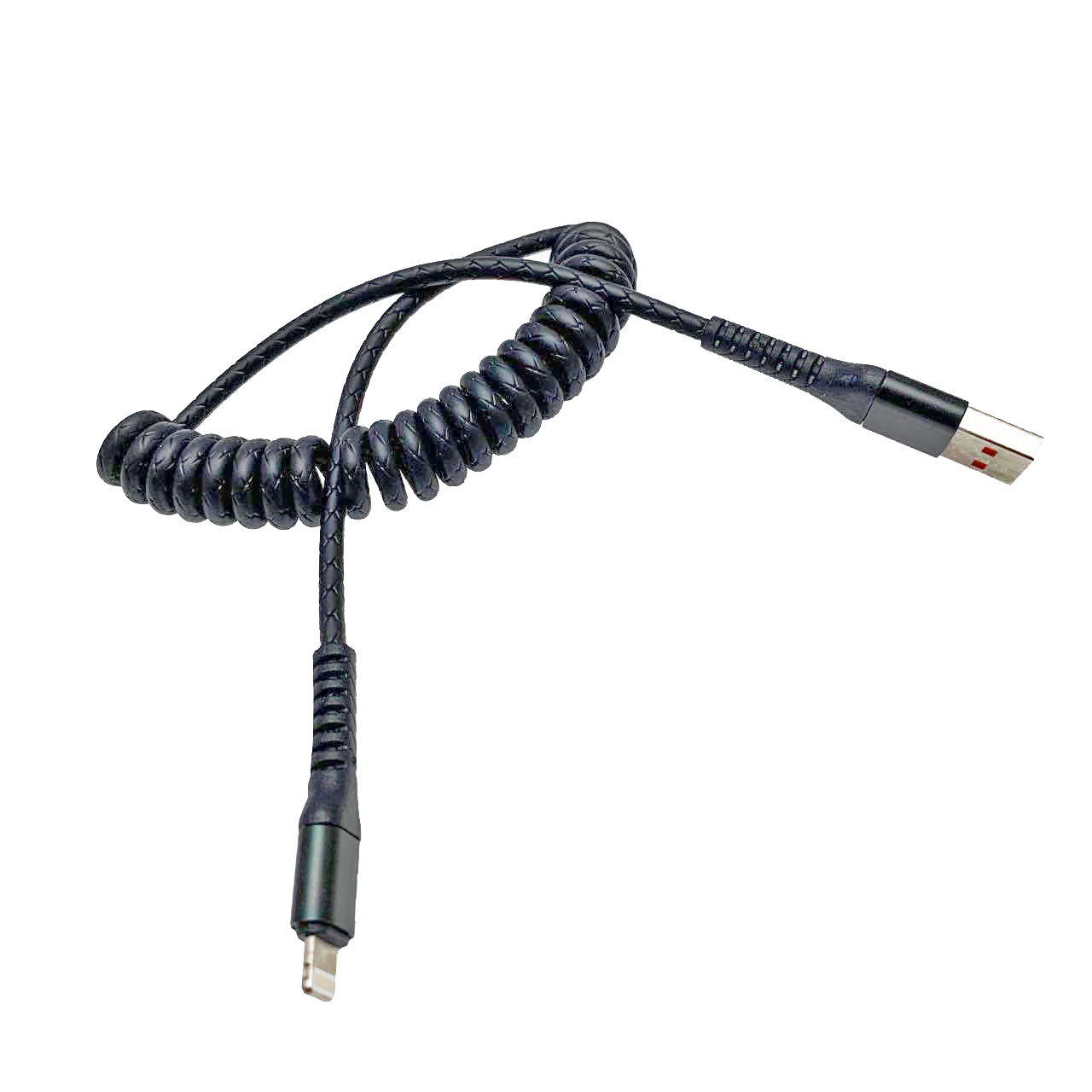 USB Дата-кабель "XB X13" APPLE USB Lightning 8-pin силиконовый 1 метр, витой, цвет чёрный, оранжевые контакты.