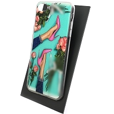 Чехол накладка для APPLE iPhone 7 Plus, iPhone 8 Plus, силикон, блестки, глянцевый, рисунок розовые туфельки