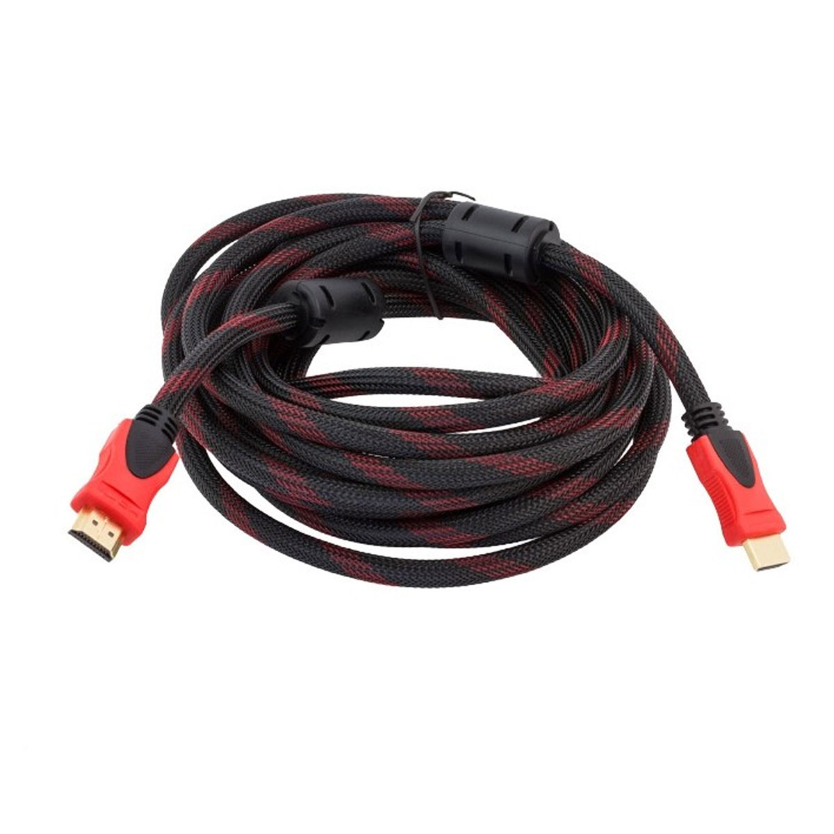Кабель HDMI - HDMI, в нейлоновой армированной оплетке, длина 5 метров, цвет черно красный