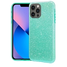 Чехол накладка Shine для APPLE iPhone 12 Pro MAX (6.7"), силикон, блестки, цвет зеленый