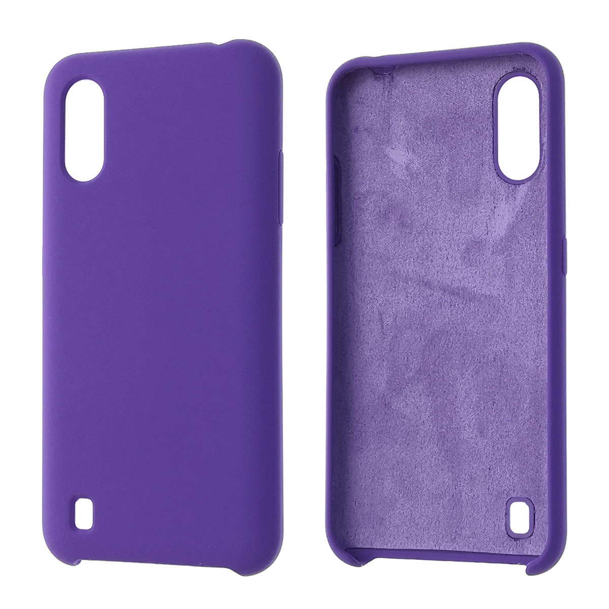 Чехол накладка Silicon Cover для SAMSUNG Galaxy A01 (SM-A015), силикон, бархат, цвет фиолетовый | РЕТРО 6