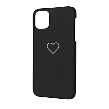 Чехол накладка для APPLE iPhone 11 Pro, пластик, матовый, рисунок Сердце, цвет черный.