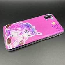 Чехол накладка для APPLE iPhone XS MAX, силикон, рисунок Мультяшный Единорожек.