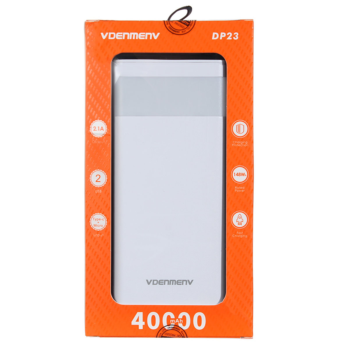 Внешний портативный аккумулятор, Power Bank VDENMENV DP23, 40000mAh, цвет белый
