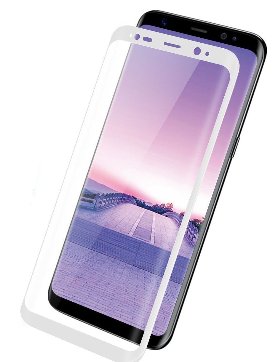 Защитное стекло 4D для SAMSUNG Galaxy S8 PLUS SM-G955 белый кант Monarch.