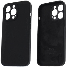 Чехол накладка Silicon Case для APPLE iPhone 13 Pro (6.1), защита камеры, с лого, силикон, бархат, цвет черный