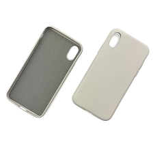 Чехол накладка для APPLE iPhone X, XS, силикон, цвет молочно серый.