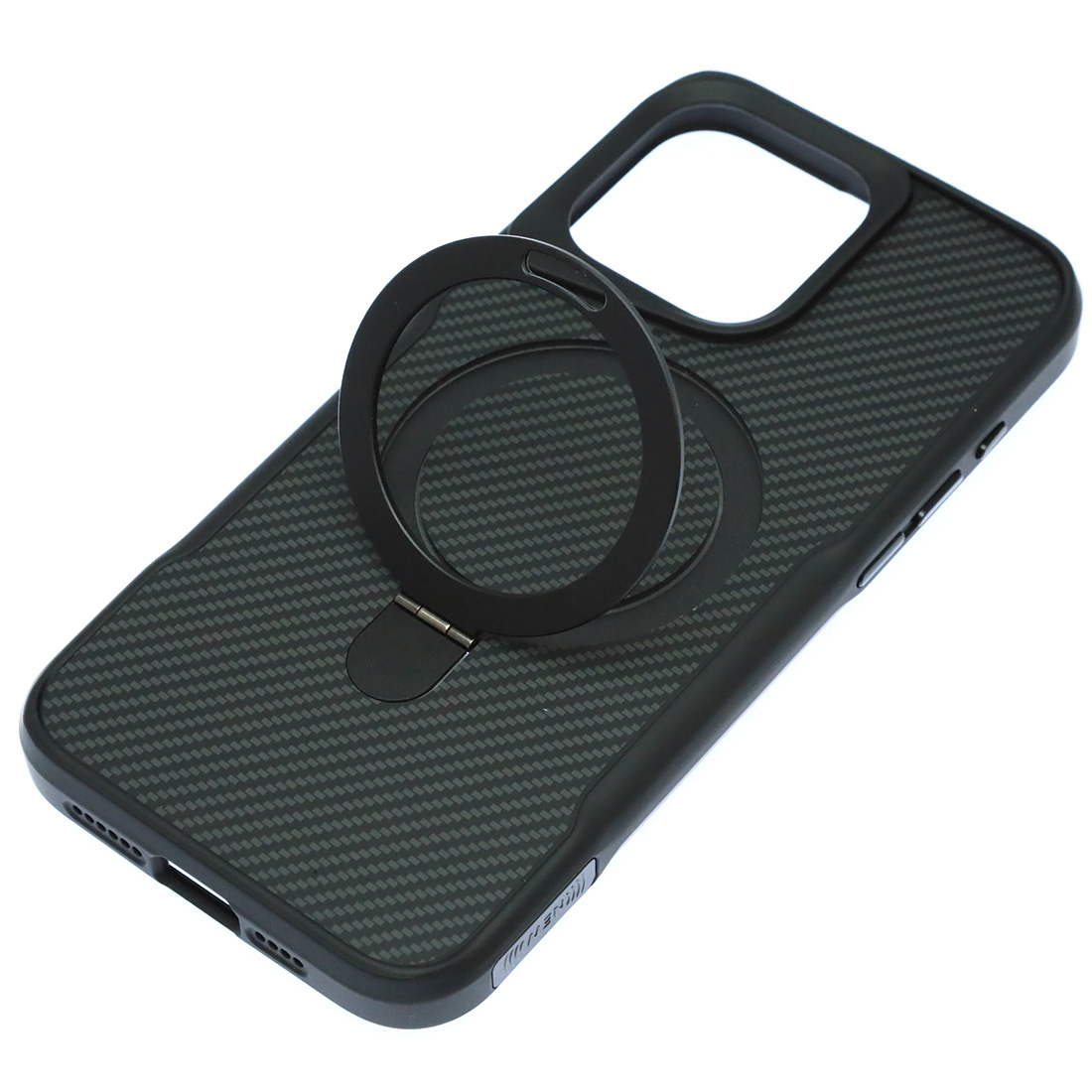 Чехол накладка Sky Armor с поддержкой MagSafe для APPLE iPhone 15 Pro Max, подставка, карбон, цвет черный