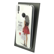 Чехол накладка для HUAWEI Honor 8C, силикон, блестки, рисунок Do more of what makes you happy