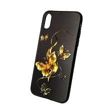 Чехол накладка для APPLE iPhone X, силикон, рисунок Золотые бабочки 4.