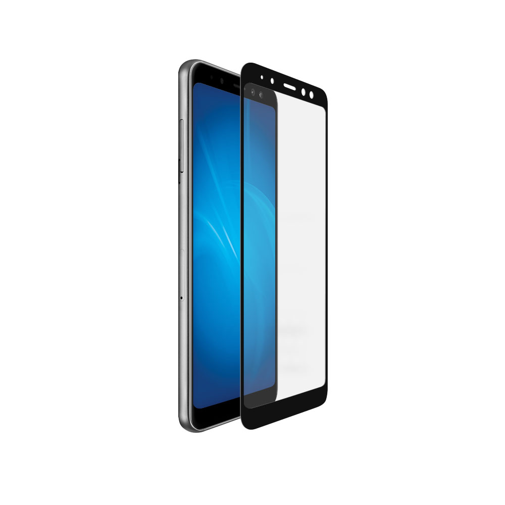Защитное стекло 4D для Samsung A8-plus /картон.упак./ черный.