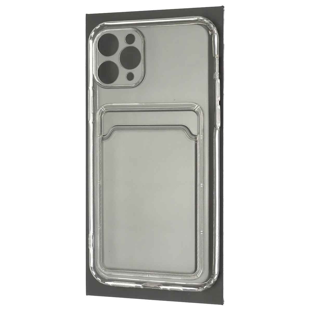Чехол накладка CARD CASE для APPLE iPhone 11 Pro, силикон, отдел для карт, цвет прозрачный