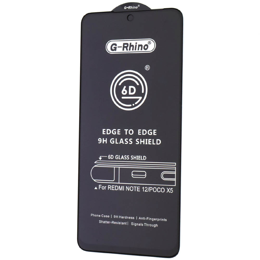 Защитное стекло 6D G-Rhino для XIAOMI Redmi Note 12, XIAOMI POCO X5 5G, INFINIX SMART 9, цвет окантовки черный