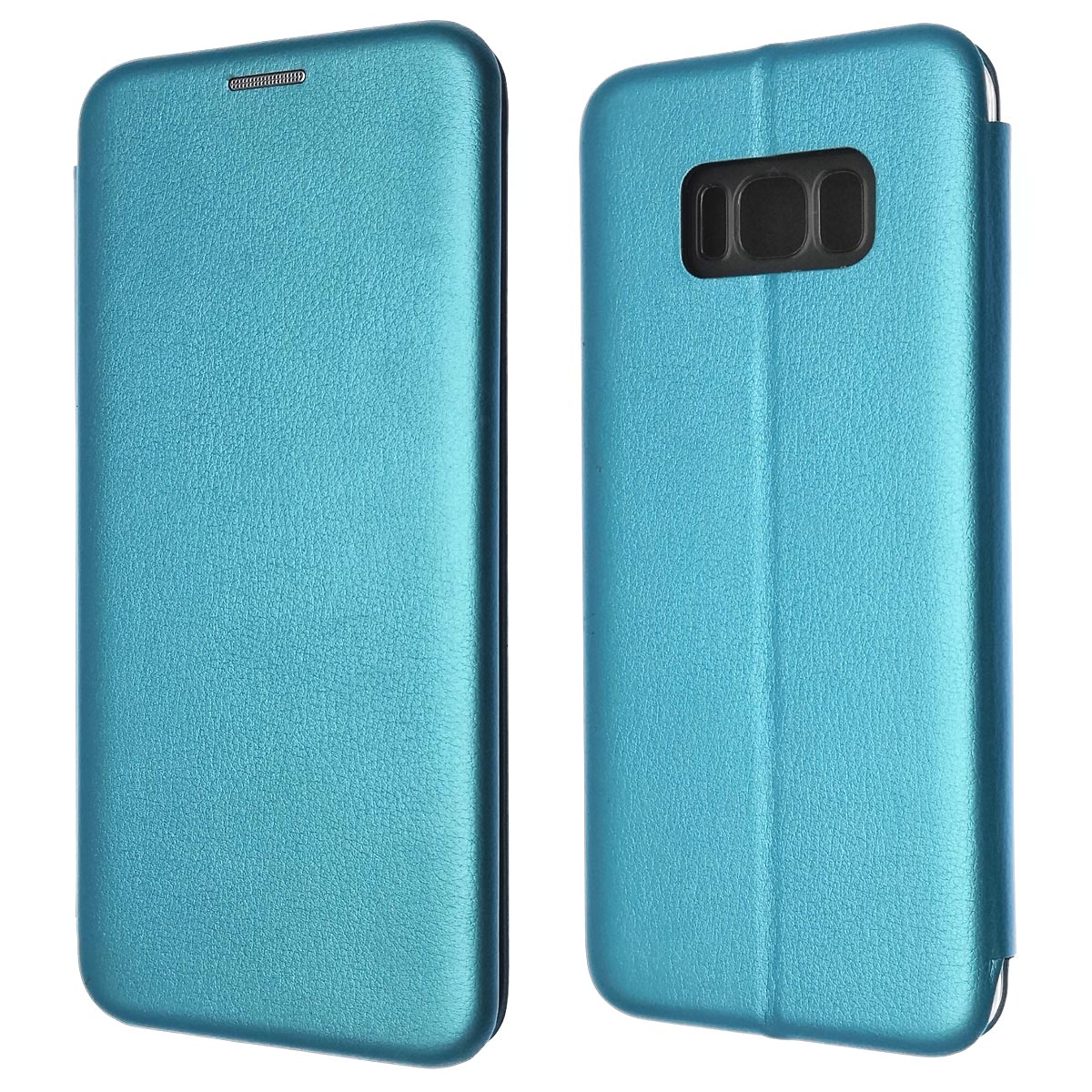 Чехол книжка для SAMSUNG Galaxy S8 Plus (SM-G955), экокожа, визитница, цвет голубой.