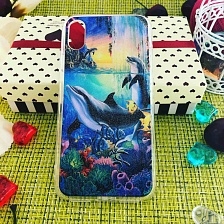 Чехол накладка для APPLE iPhone X, XS, силикон, рисунок Дельфины.
