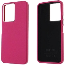 Чехол накладка для XIAOMI Redmi 13C, POCO C65, силикон, пластик, текстура кожи, бархат, цвет фуксия