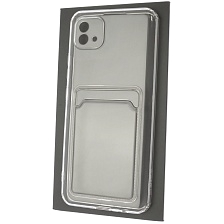 Чехол накладка CARD CASE для Realme C20, C11 2021, силикон, отдел для карт, цвет прозрачный