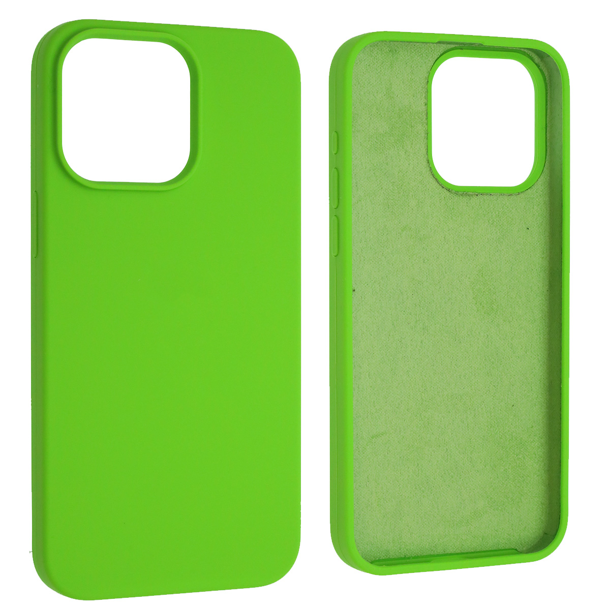 Чехол накладка Silicon Case для APPLE iPhone 15 Pro Max (6.7"), силикон, бархат, цвет ярко зеленый