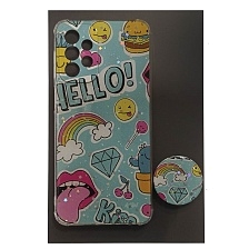 Чехол накладка для SAMSUNG Galaxy A23, силикон, фактурный глянец, с поп сокетом, рисунок HELLO Чехол накладка для SAMSUNG Galaxy A23, силикон, фактурный глянец, с поп сокетом, рисунок HELLO