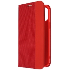 Чехол книжка MESH для APPLE iPhone 12 Pro Max (6.7), текстиль, силикон, бархат, визитница, цвет красный