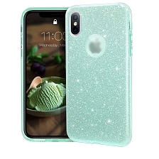 Чехол накладка Shine для APPLE iPhone XR, силикон, блестки, цвет зеленый