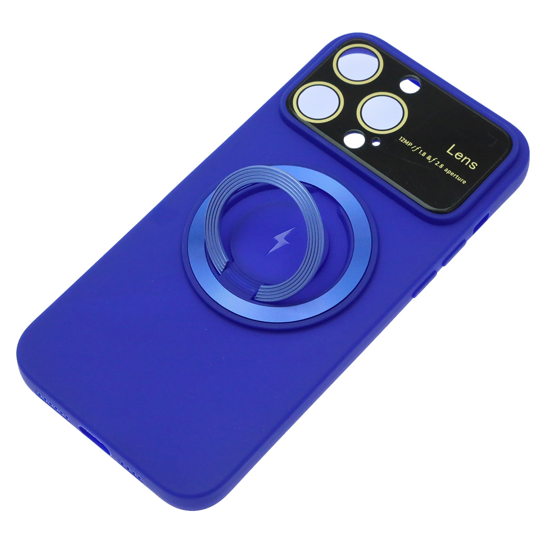 Чехол накладка с поддержкой MagSafe для APPLE iPhone 15 Pro Max, силикон, защита камеры, подставка, цвет синий
