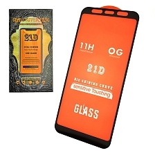 Защитное стекло 21D FULL GLUE для SAMSUNG Galaxy J4 Core (SM-J410), J4 Plus (SM-J415), цвет канта черный.