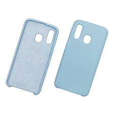 Чехол накладка Silicon Cover для SAMSUNG Galaxy A40 (SM-A405), силикон, бархат, цвет голубой.