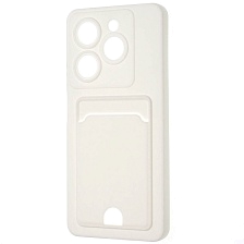 Чехол накладка BUTTON для TECNO Spark Go 2024, POP 8 защита камеры, силикон, отдел для карт, цвет белый