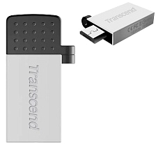 Флешка 16GB TRANSCEND JetFlash 380S, 2 разъема (USB A, Micro USB), функция OTG, цвет черно серебристый