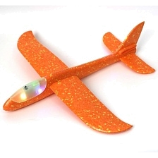 Метательный самолет из пенопласта, 45 см, LED подсветка кабины, цвет оранжевый