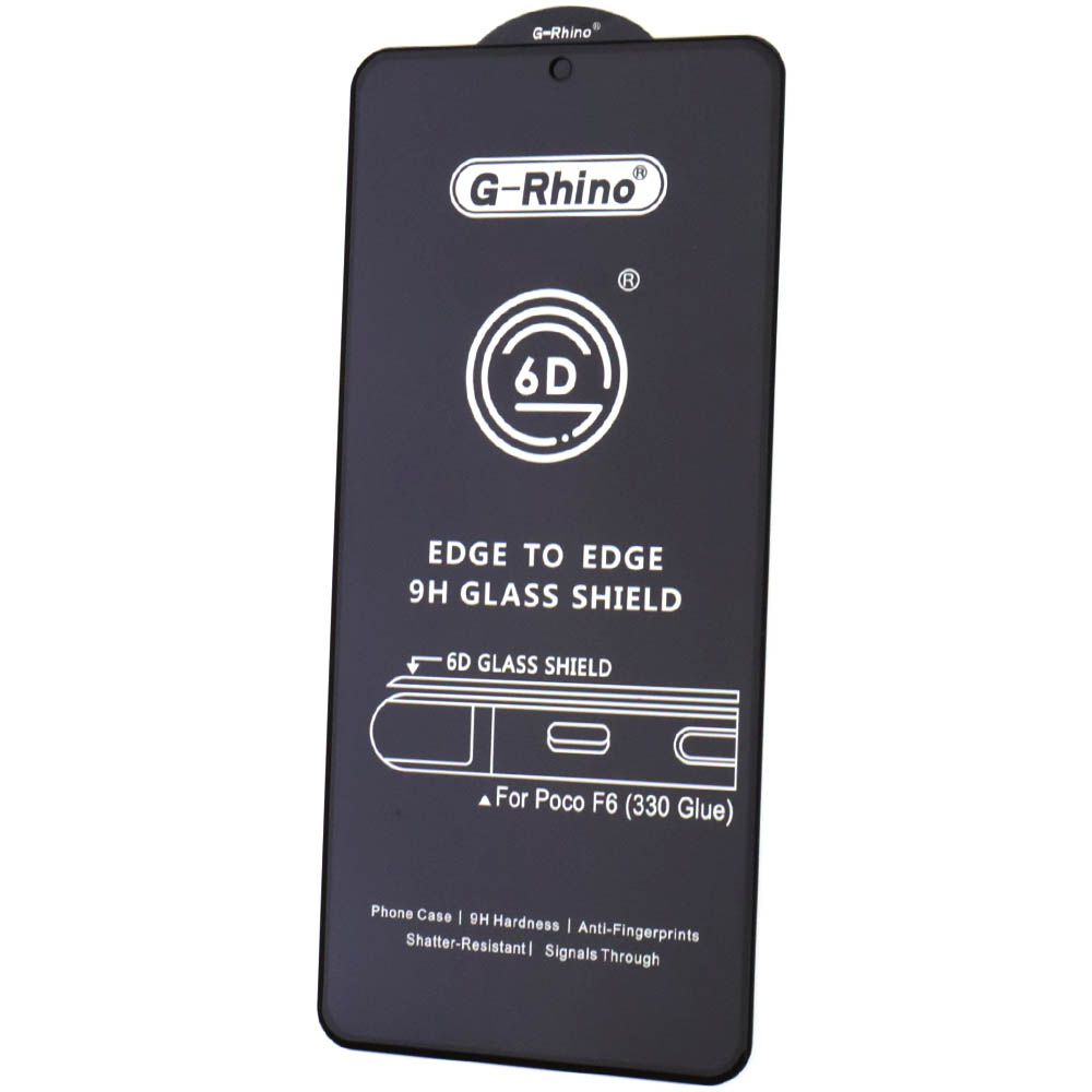 Защитное стекло 6D G-Rhino для XIAOMI POCO F6, XIAOMI POCO F6 Pro, цвет окантовки черный