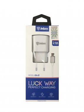 СЗУ "Inkax" 5V - 2100mA CD-27-IP + USB кабель Apple lightning 8 pin цвет белый.