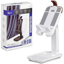 Настольная подставка, держатель ISA PL-3 для телефона, смартфона, планшета, цвет белый