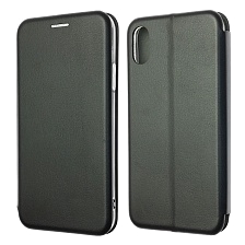 Чехол книжка для APPLE iPhone X, силикон, визитница, цвет черный.