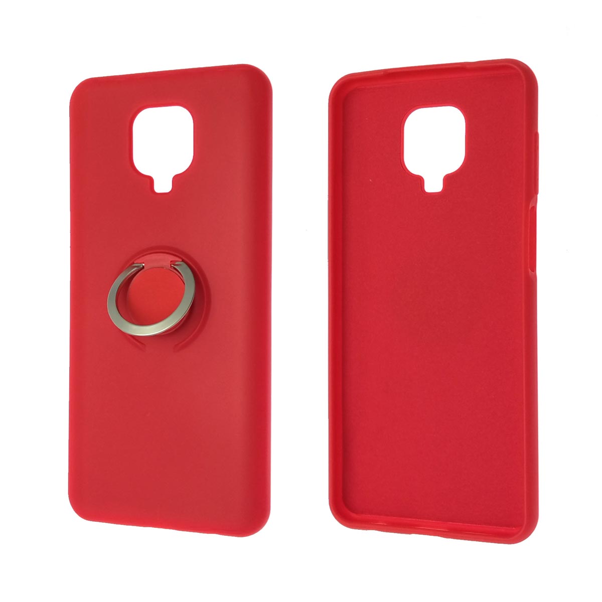 Чехол накладка RING для XIAOMI Redmi Note 9 Pro, Redmi Note 9S, силикон, кольцо держатель, цвет красный