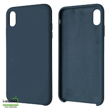 Чехол накладка Silicon Case для APPLE iPhone XS MAX, силикон, бархат, цвет серо синий