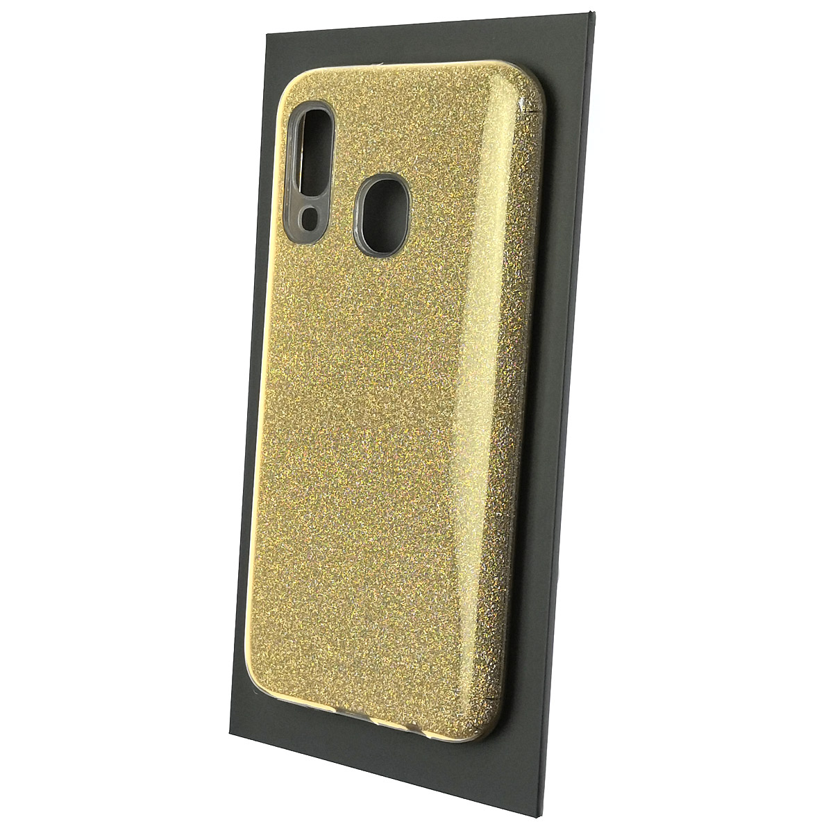 Чехол накладка Shine для SAMSUNG Galaxy A40 (SM-A405), силикон, блестки, цвет золотистый