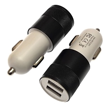 АЗУ (автомобильное зарядное устройство) 12/24V на 2 USB выхода 5V-1/2.1A, цвет черно-белый.