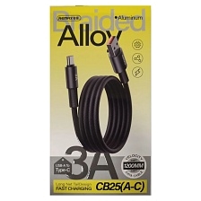 Кабель REMAX CB25 (A-C) USB Type C, 3A, длина 1.2 метра, цвет черный